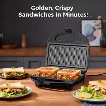OSTBA Sandwich Maker, 2 Slice Grilled Cheese Maker with Non-stick Grill Plates, Indicator Lights, Cool Touch Handle, Easy to Clean and Store, 750W