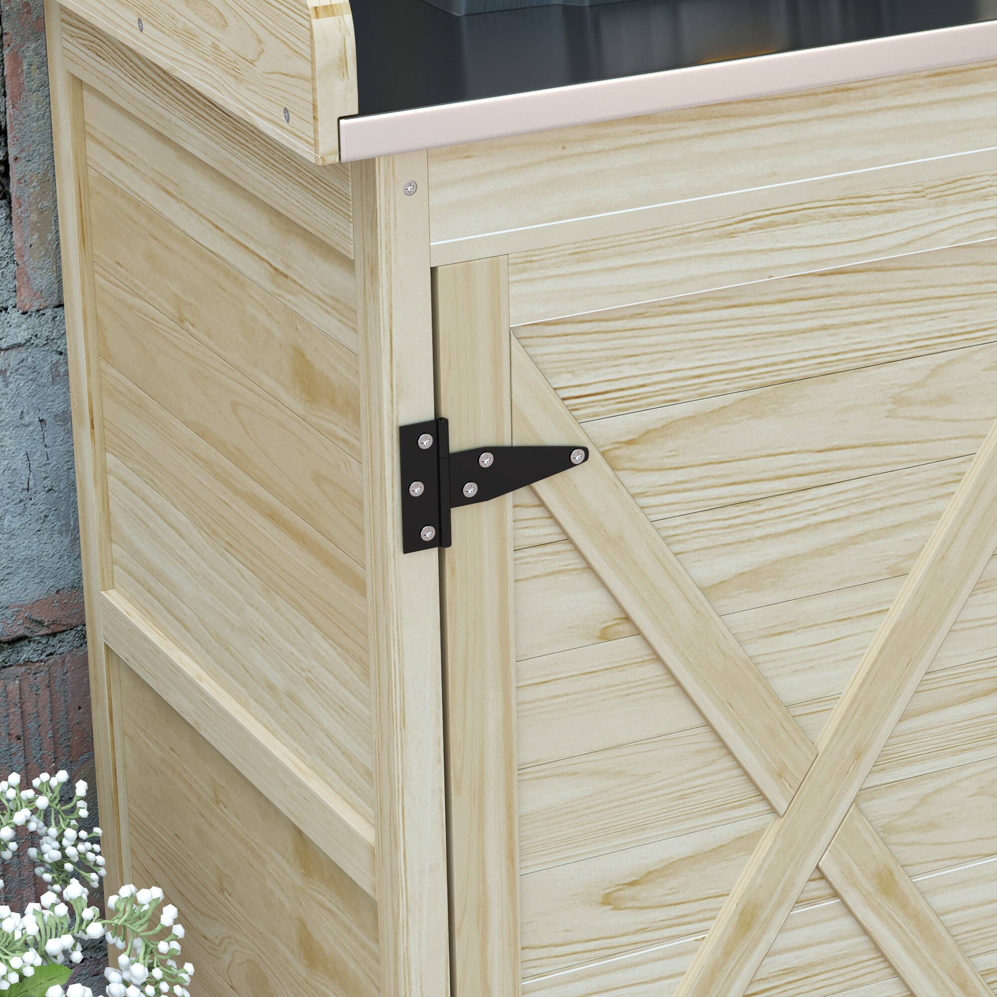 Alt View 8. Outsunny - Outdoor Wooden Potting Bench Table, Garden Workstation with Storage Cabinet, Storage Shelves for Backyard, Patio - Natural Wood.