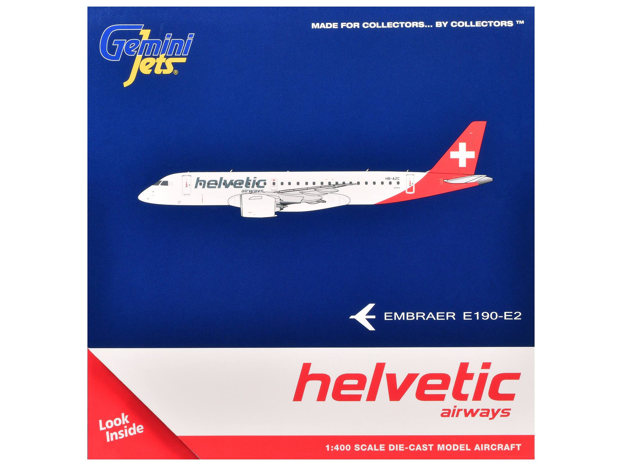 Gemini Jets. COLLECTORS™ MADE FOR COLLECTORS... BY helvetic airways 8-426 + EMBRAER E190-E2 Look Inside helvetic airways 1:400 SCALE DIE-CAST MODEL AIRCRAFT