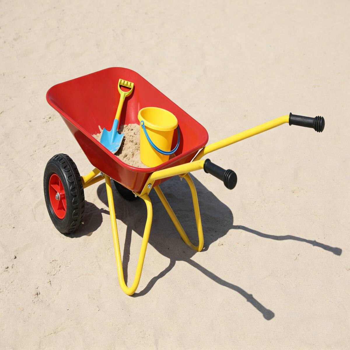 Alt View 6. Loheer - Loheer Kids Metal Wheelbarrow Two Wheel Garden Cart for Children 33 LBS Capacity Red.