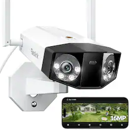 Reolink - Duo 3 WiFi 16MP 180°Dual-Lens Security Camera Spotlight Night Vision Motion Track Smart Detection 24/7 Recording - White