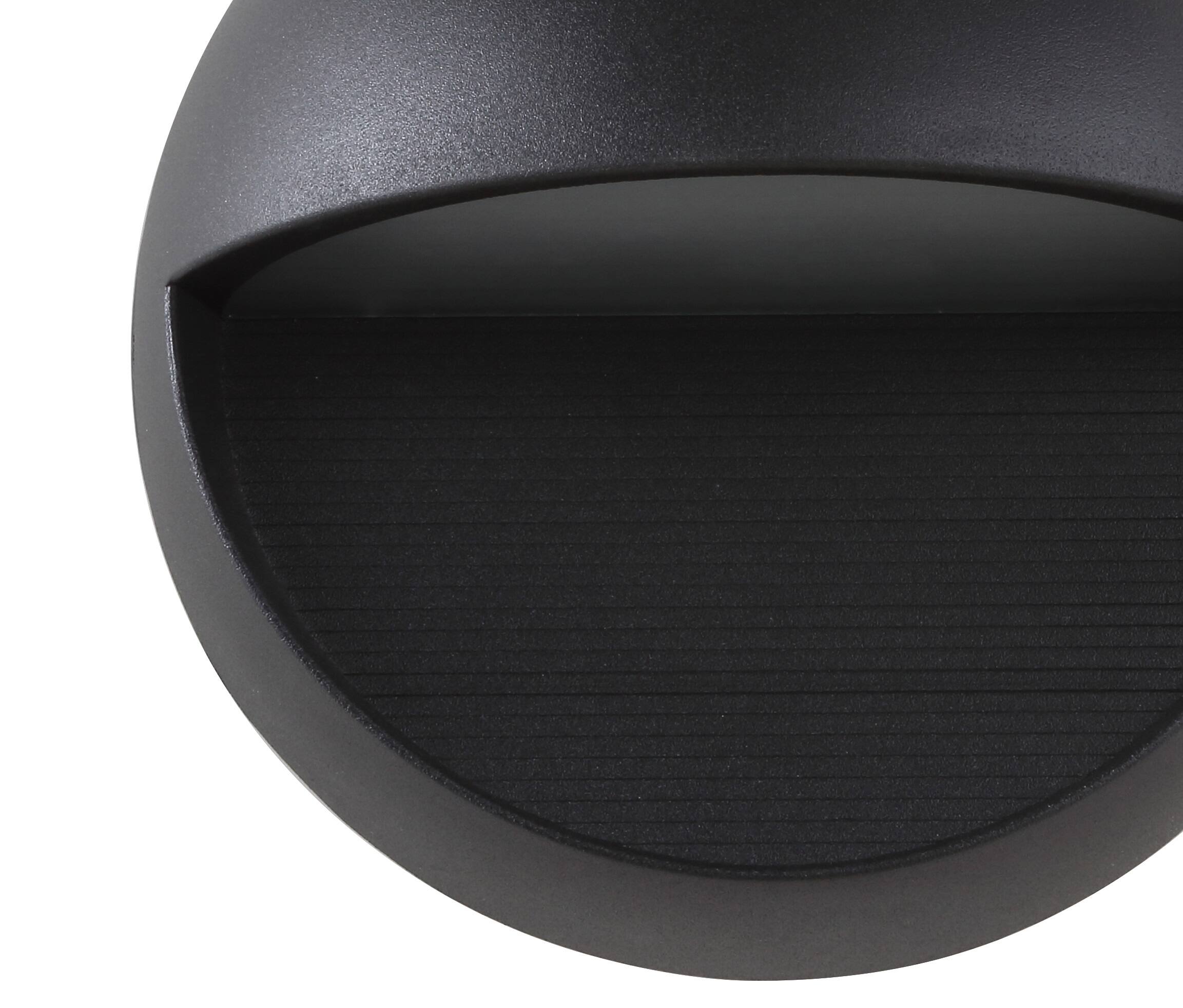 Alt View 3. Jonathan Y - Orbe 6.25" Outdoor Metal/Glass Integrated LED Wall Sconce, Black - Black.