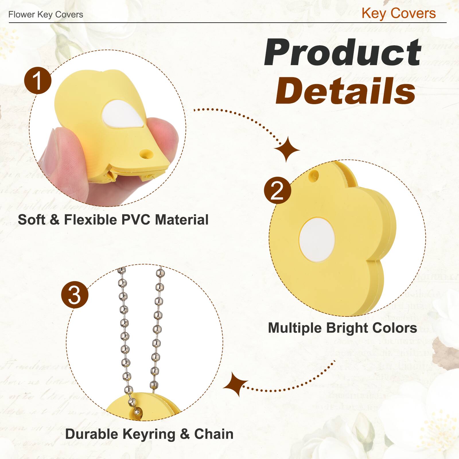 Flower Key Covers

Key Covers

Product Details

1. Soft & Flexible PVC Material
2. Multiple Bright Colors
3. Durable Keyring & Chain