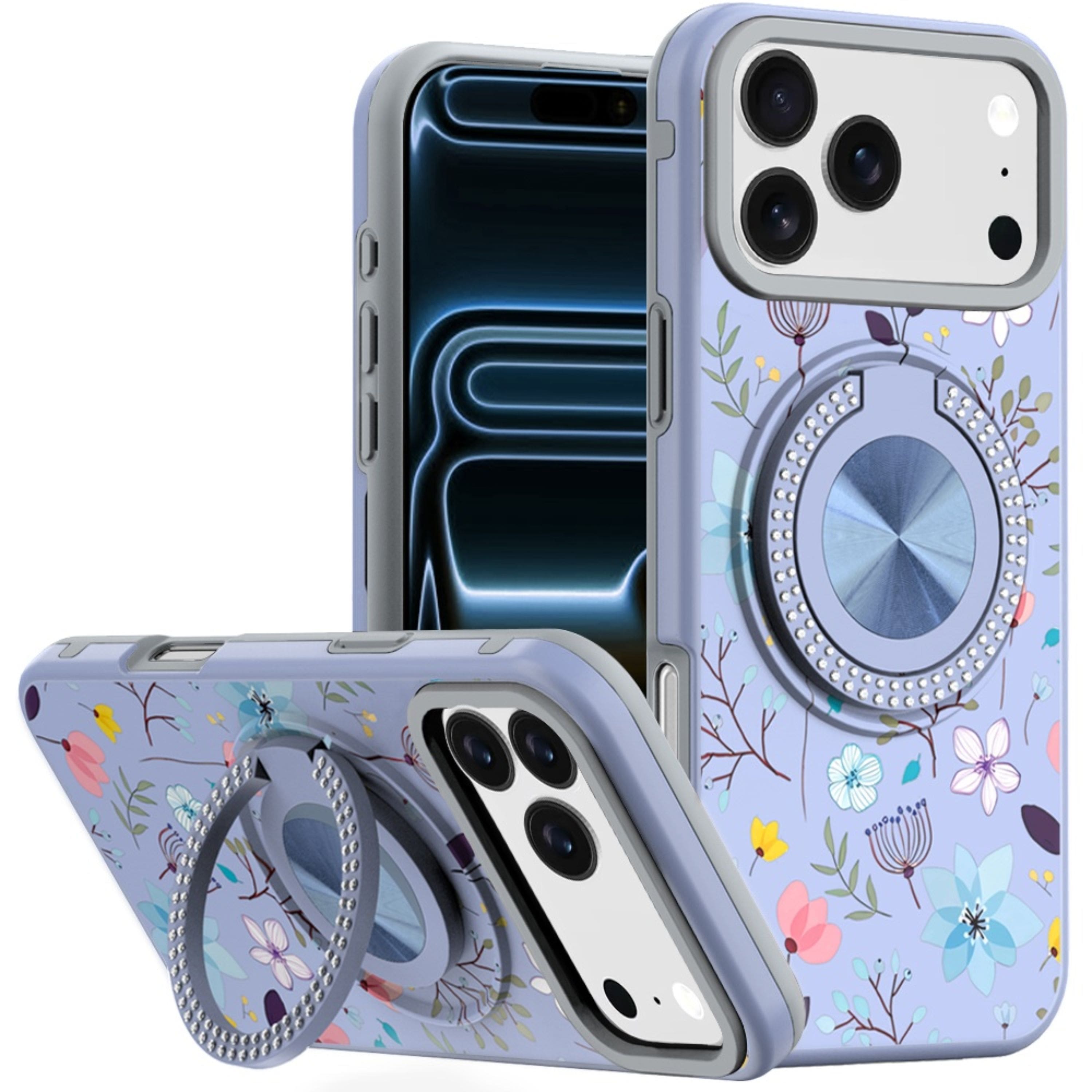 Kitcheniva - Luxury Printed Case With Tempered Glass For iPhone 17 Pro Max Lavender Floral - Multicolor price history on PriceWatchPro