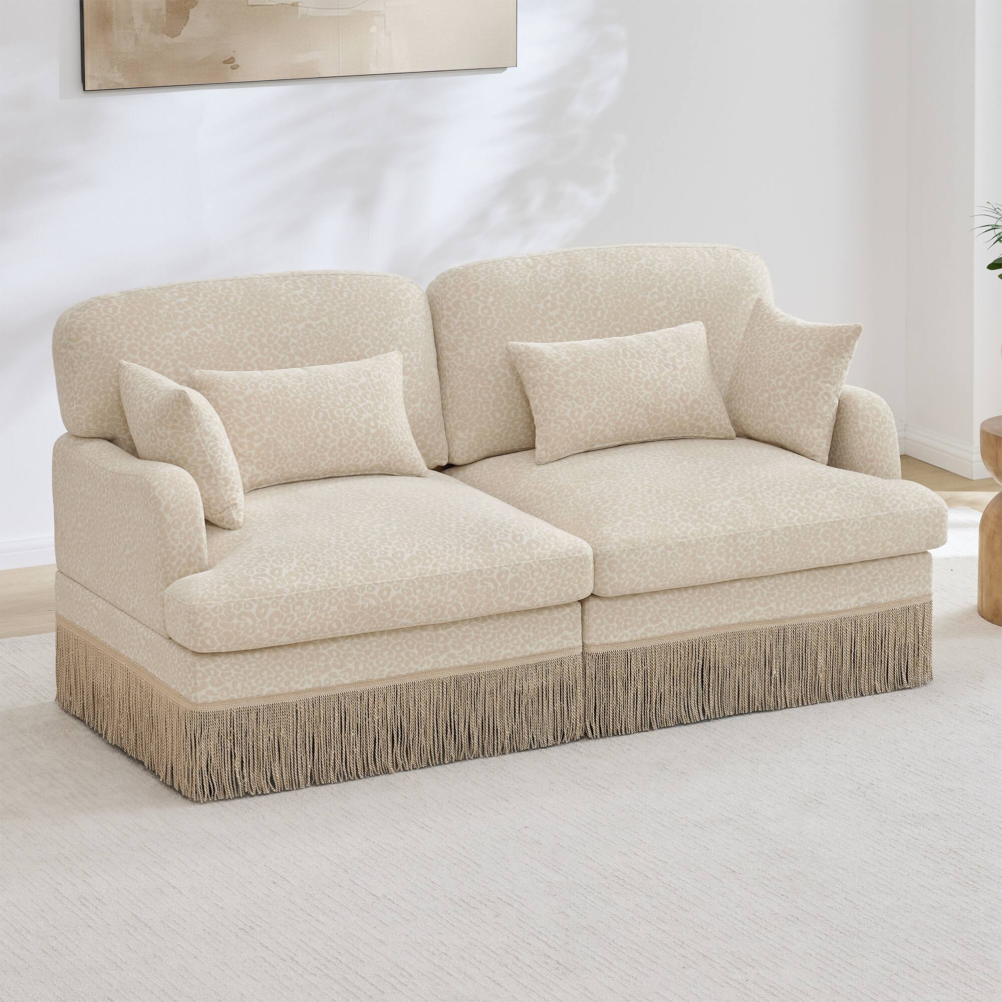 Anysun - Modern Fashion Leopard Print Chenille Deep Seat Loveseat, Easy Assembly - Beige price history on PriceWatchPro