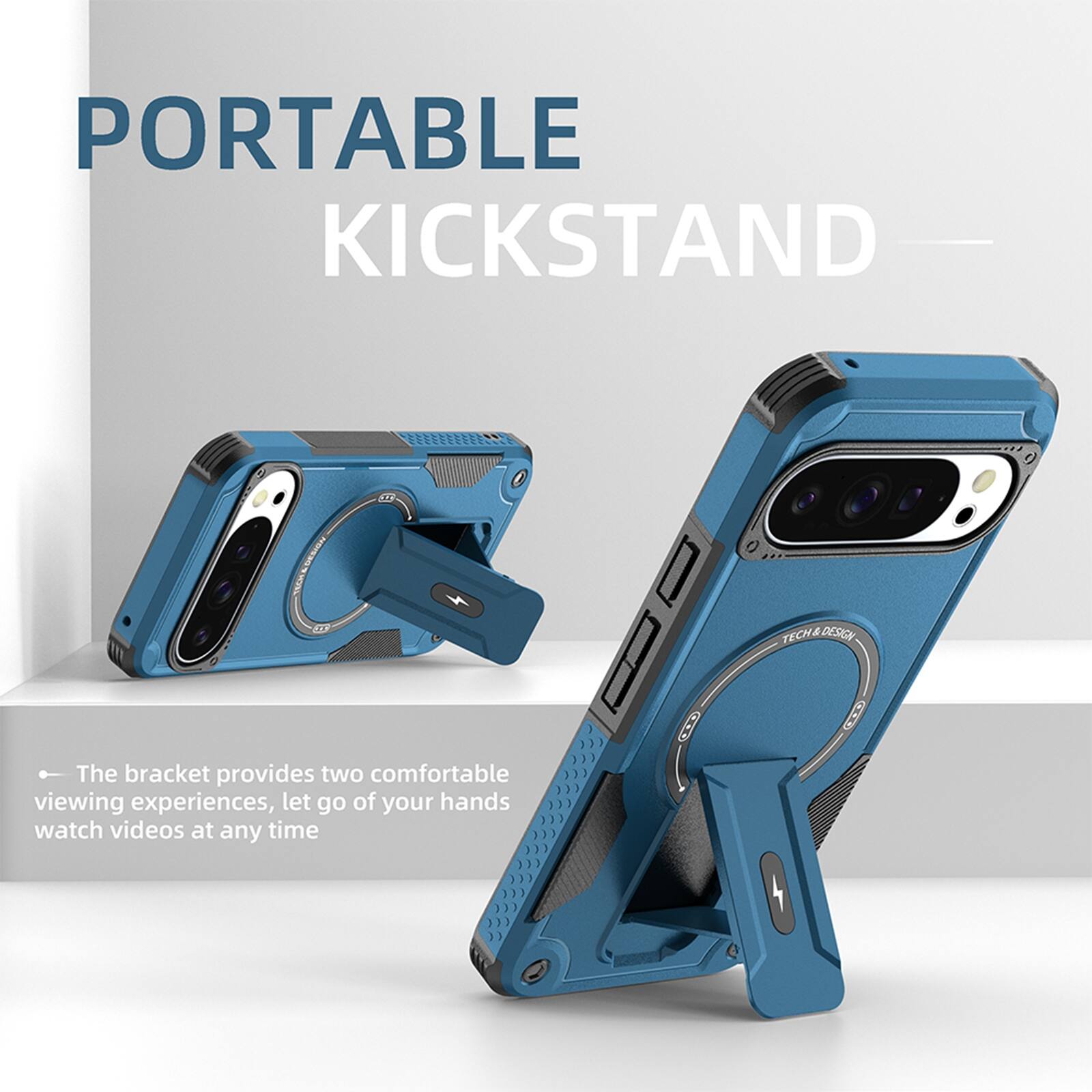 PORTABLE KICKSTAND DC I LOESN 4 TECHA DESIGN

The bracket provides two comfortable viewing experiences, let go of your hands watch videos at any time