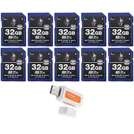 Spartan Camera - Spartan 32GB Class 10 SD Card (10-Pack) with Micro SD Reader and Writer Bundle