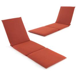 Costway - 2 PCS Outdoor Chaise Lounge Cushion with Hook & Loop Fastener Fixing Straps Patio - Orange