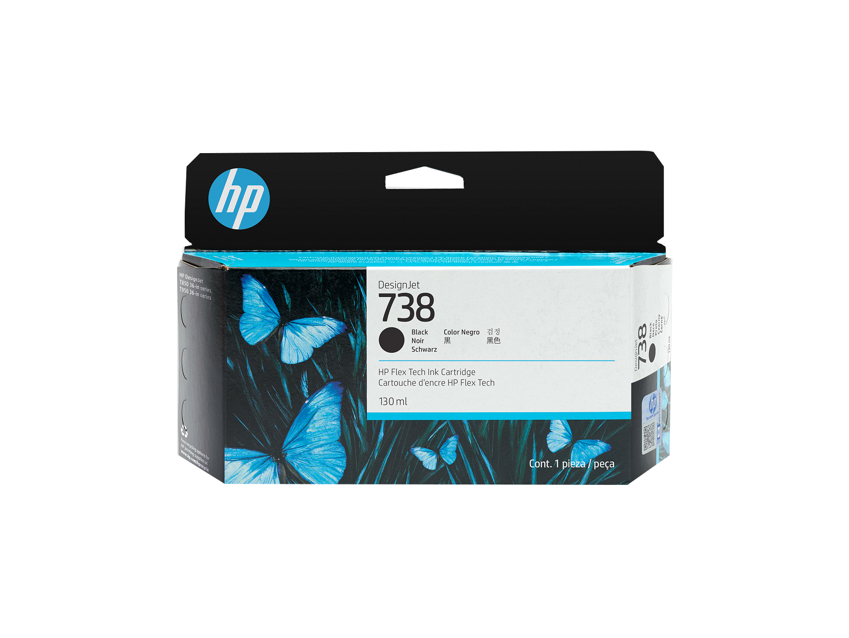 HP - 738 130-ml Black DesignJet Ink Cartridge, 498N4A