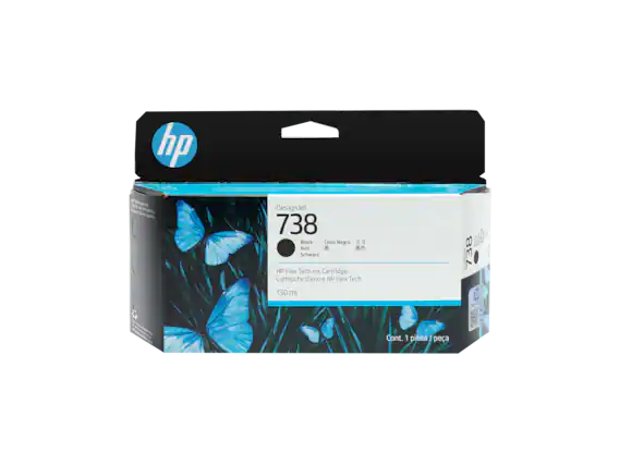 hp - T010 nthi W-in EL THSO W-l Wns DesignJet 738 Black Color Negro Noir Schwarz HP Flex Tech Ink Cartridge Cartouche d'encre HP Flex Tech 130 ml AEELP: 738 0 Cont. 1 pieza / 1 piece