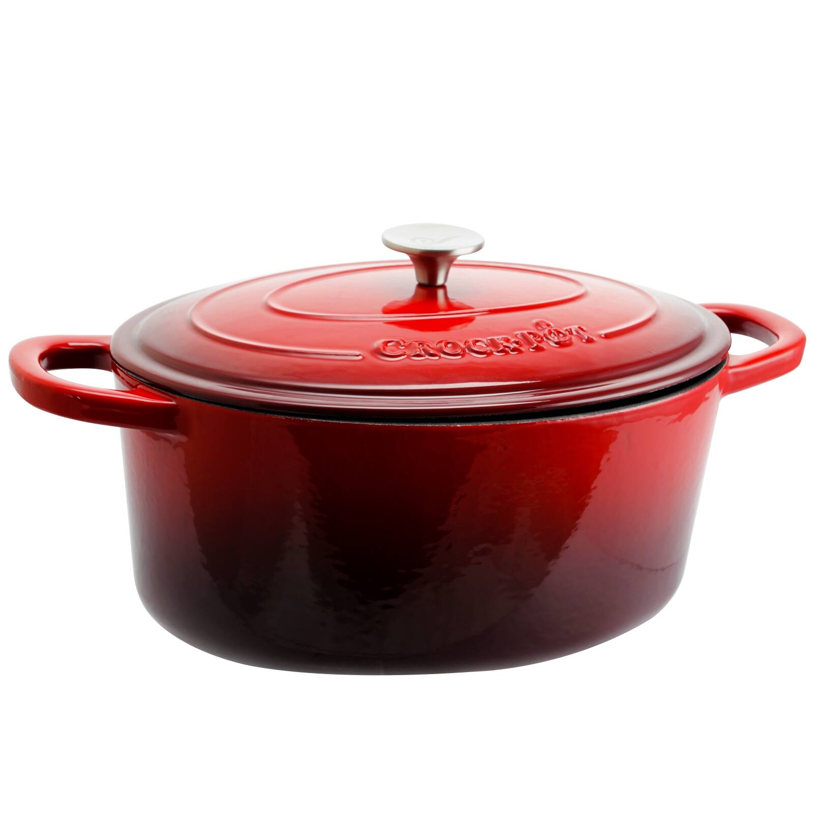 Alt View 6. Crockpot - Crock Pot Artisan 7 Quart Oval Enameled Cast Iron Dutch Oven in Scarlet Red - Red.