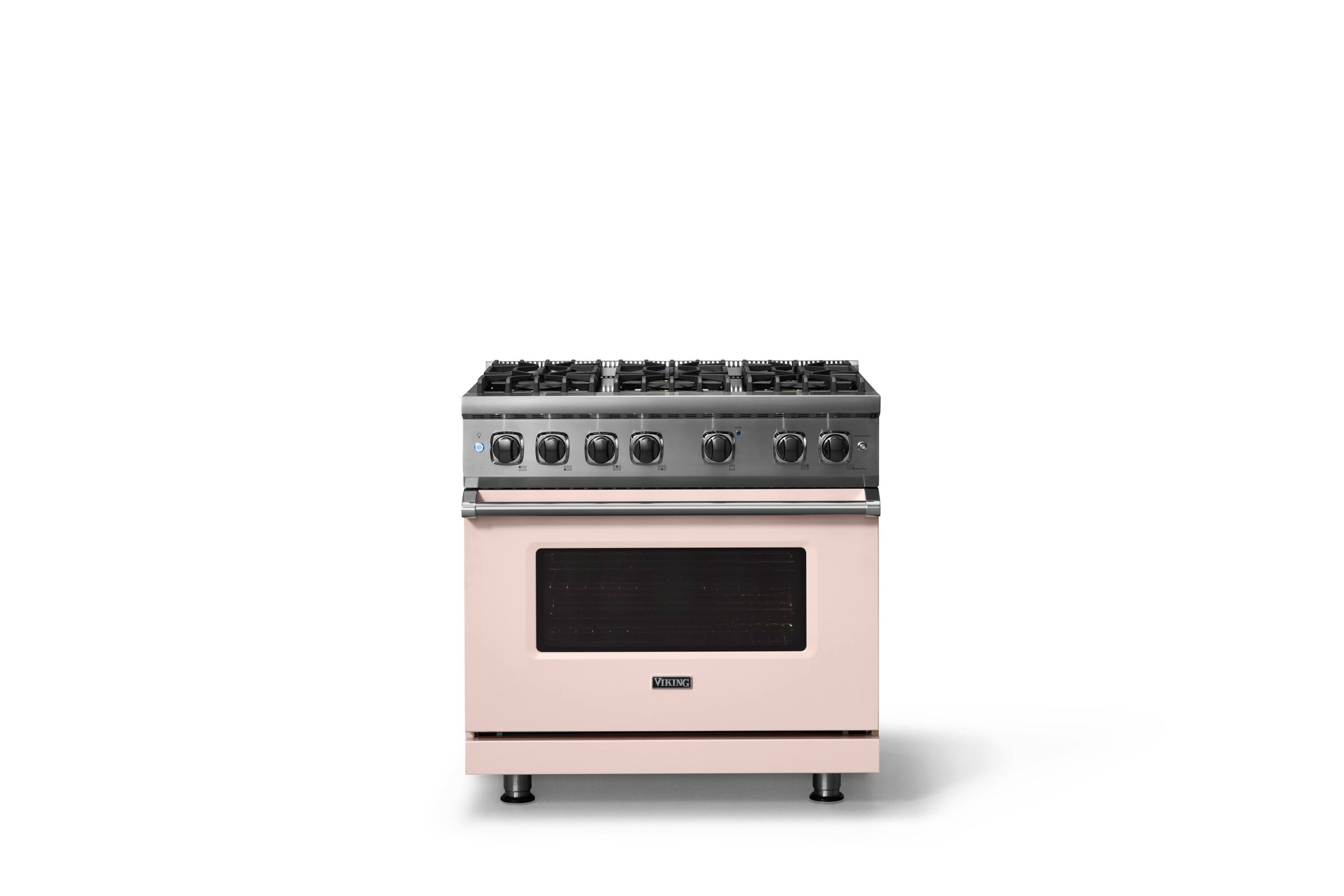 Alt View 3. Viking - 36"W./24"D. 5.1 Cu. Ft.  Gas Sealed Burner Range-6 Burners-Blush-LP - Blush.