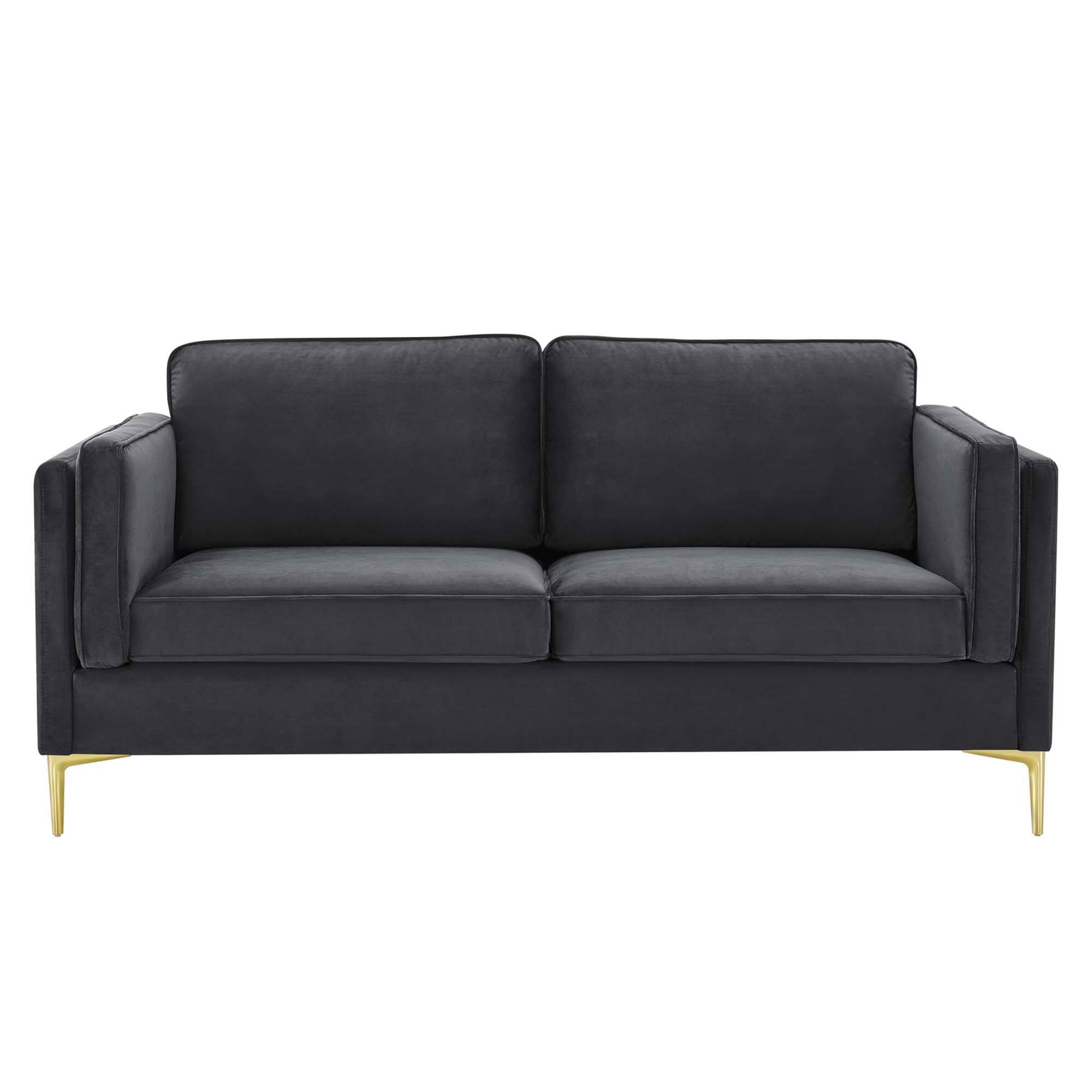 Alt View 4. Modway - Kaiya Performance Velvet Sofa by Modway - Charcoal.
