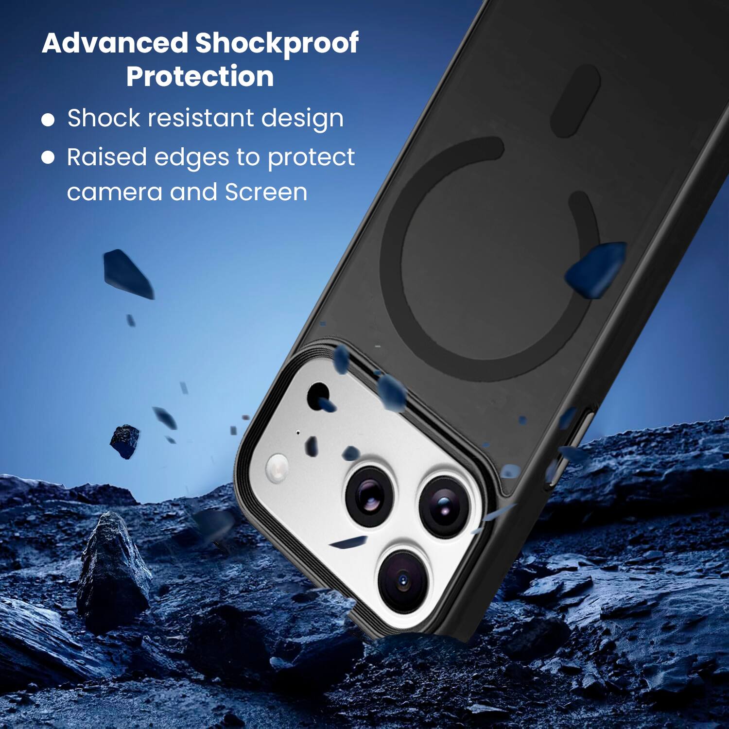Advanced Shockproof Protection

- Shock resistant design
- Raised edges to protect camera and screen