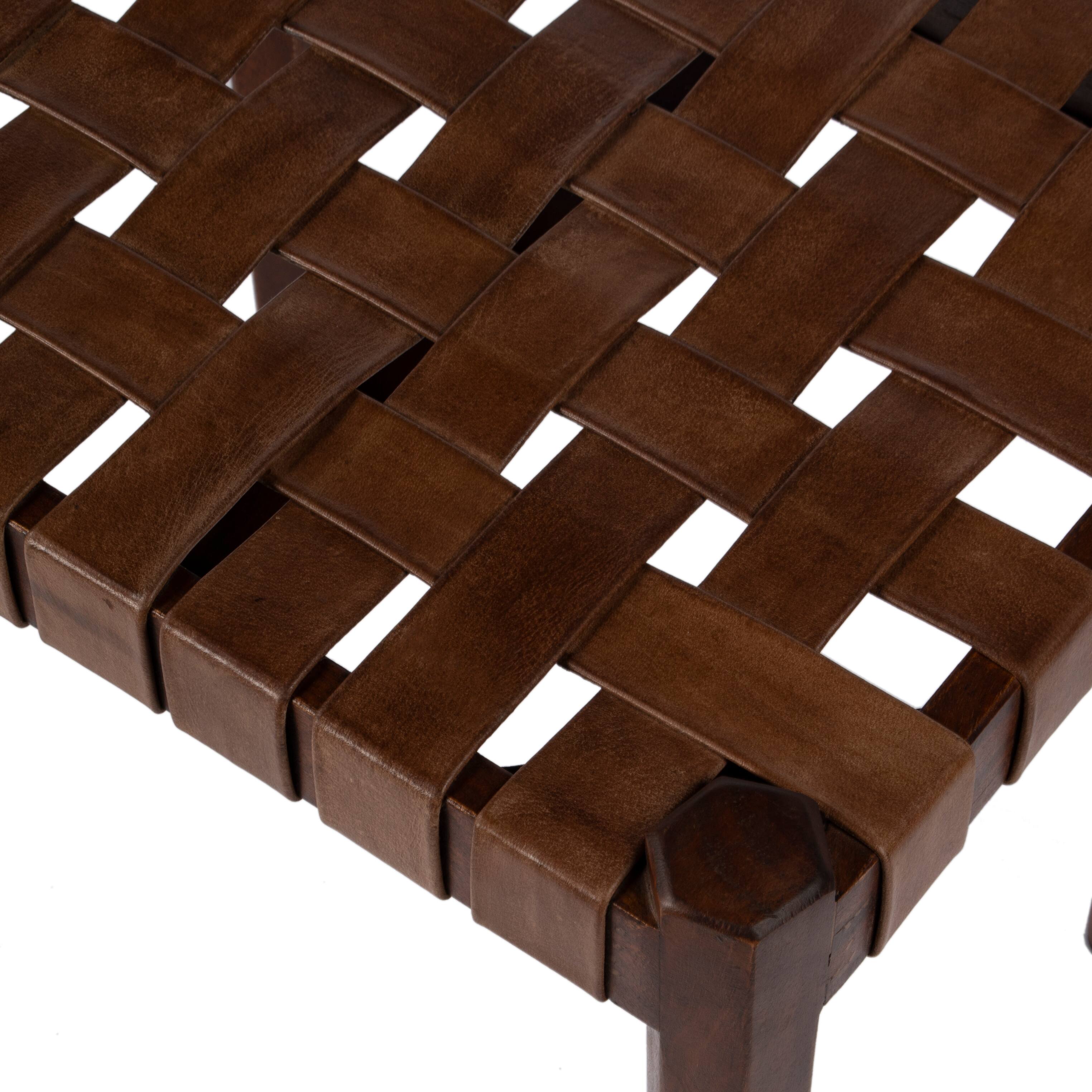 Alt View 3. Butler Specialty - Kerry Leather Woven Stool - Dark Brown.