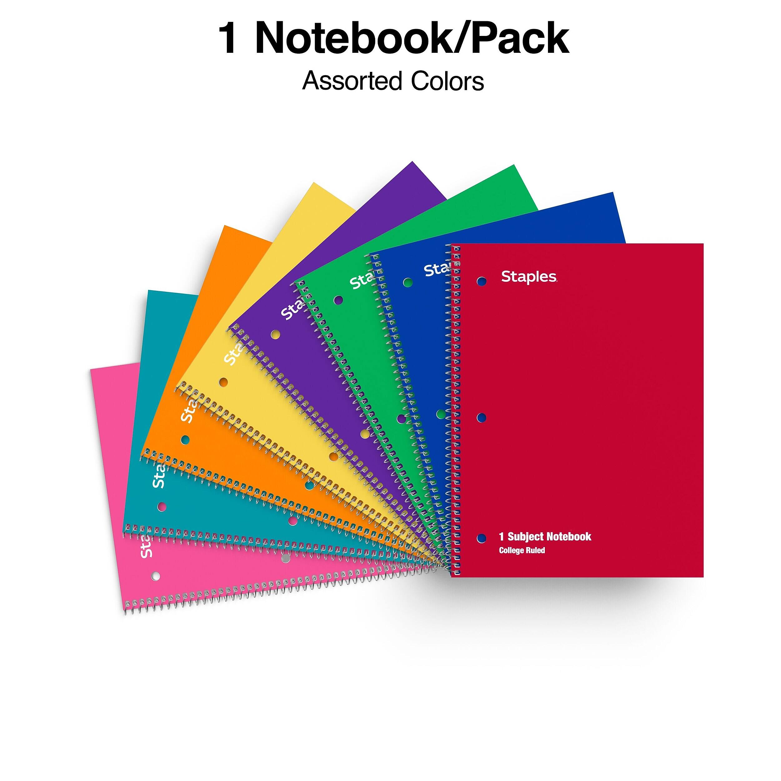 1 Notebook/Pack Assorted Colors

Staples 1 Subject Notebook College Ruled