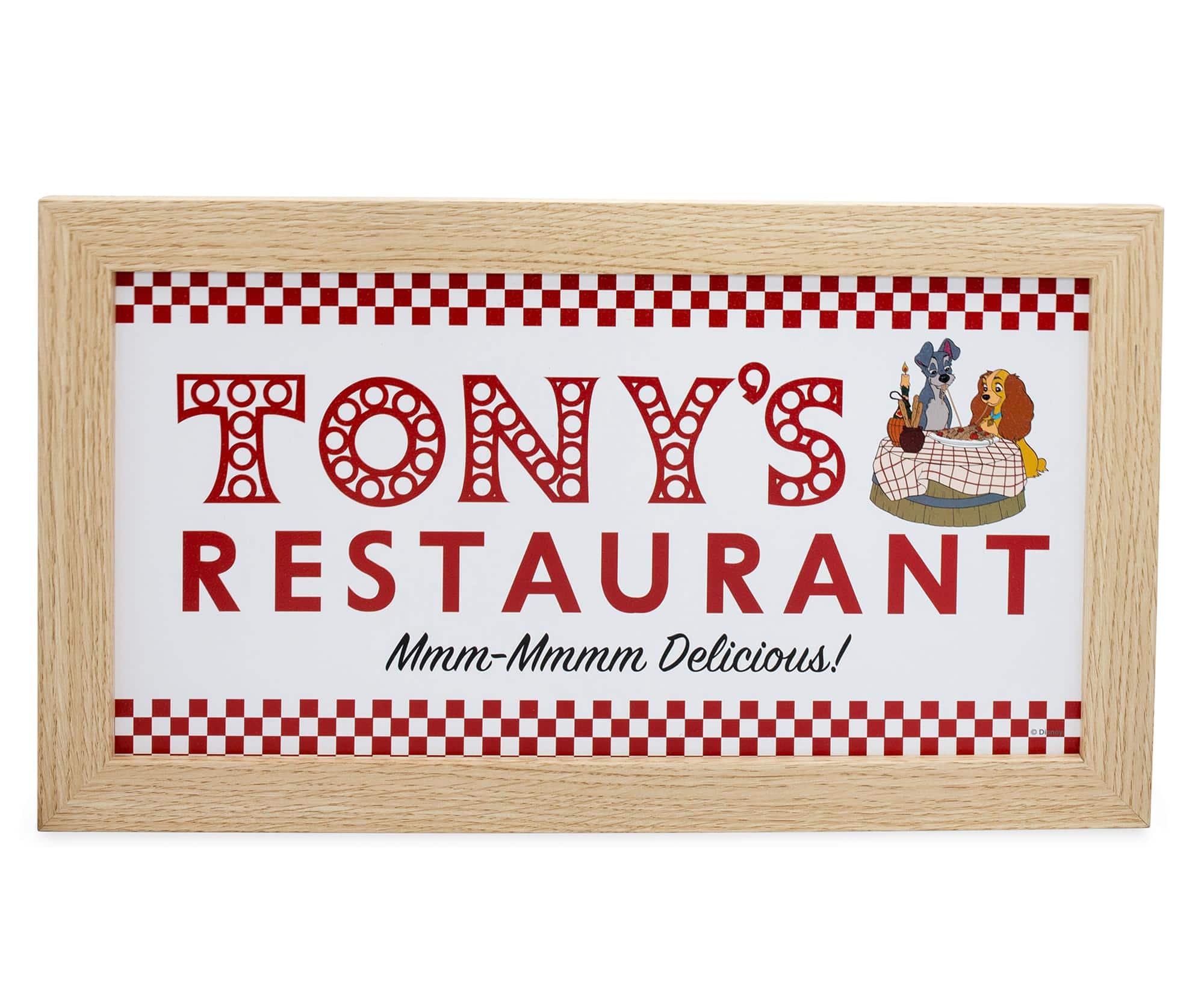 Silver Buffalo - Disney Lady and the Tramp Tony's Restaurant Wood Framed Wall Art Decor - Red