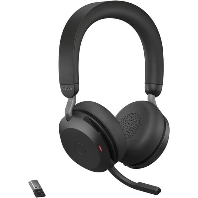 Jabra - Evolve2 75 Wireless On-ear Stereo Headset - USB-A - Unified Communication - With Charging Stand - Binaural - Black