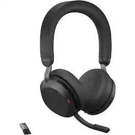 Jabra - Evolve2 75 Wireless On-ear Stereo Headset - USB-A - Unified Communication - With Charging Stand - Binaural - Black