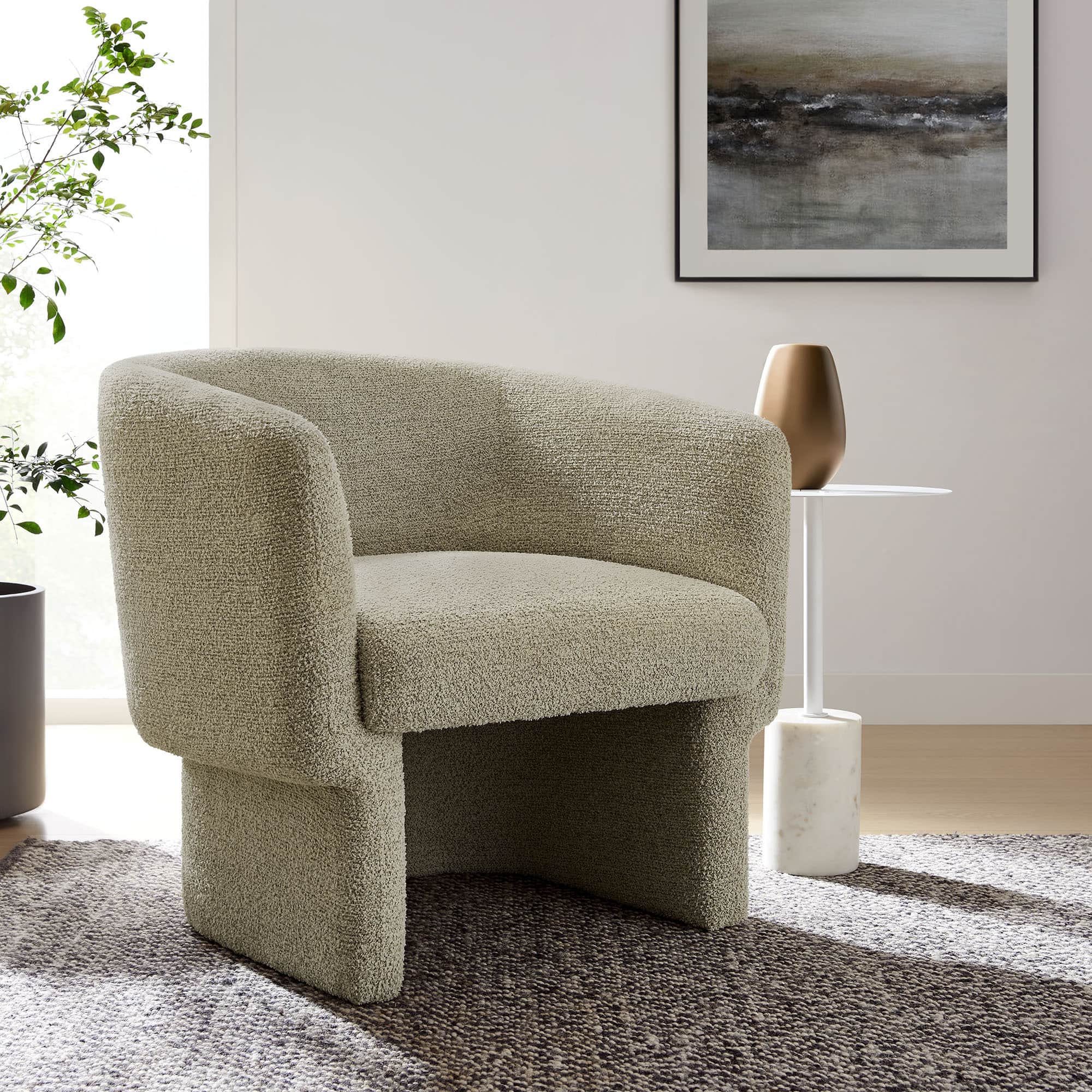 Muse Boucle Fabric Barrel Accent Chair by Modway - Cork