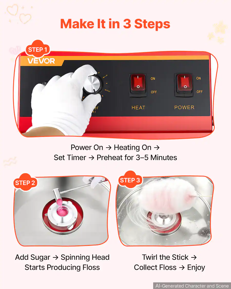 Red Max Exerciser VEVOR Cotton Candy Machine Commercial 1000W Electric Candy Floss Maker ...