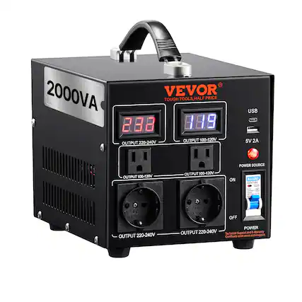 2000VA. VEVOR TOUGH TOOLS, HALF PRICE USB 288 1.19 220-240V OUTPUT 100-120V 5V 2A OUTPUT !! 8 POWER SOURCE OUTPUT 100-120V OUTPUT 100-120V ON KLSDQ DZ47-63 C20 1 PO CH BAT ZEMON- Allb CH BA RG-02 RG-02
16A.250V
OF FA-250Y
OFF
OUTPUT 220-240V
POWER OUTPUT 220-240V
Technical Support and E-Warranty Certificate www.vevor.com/support