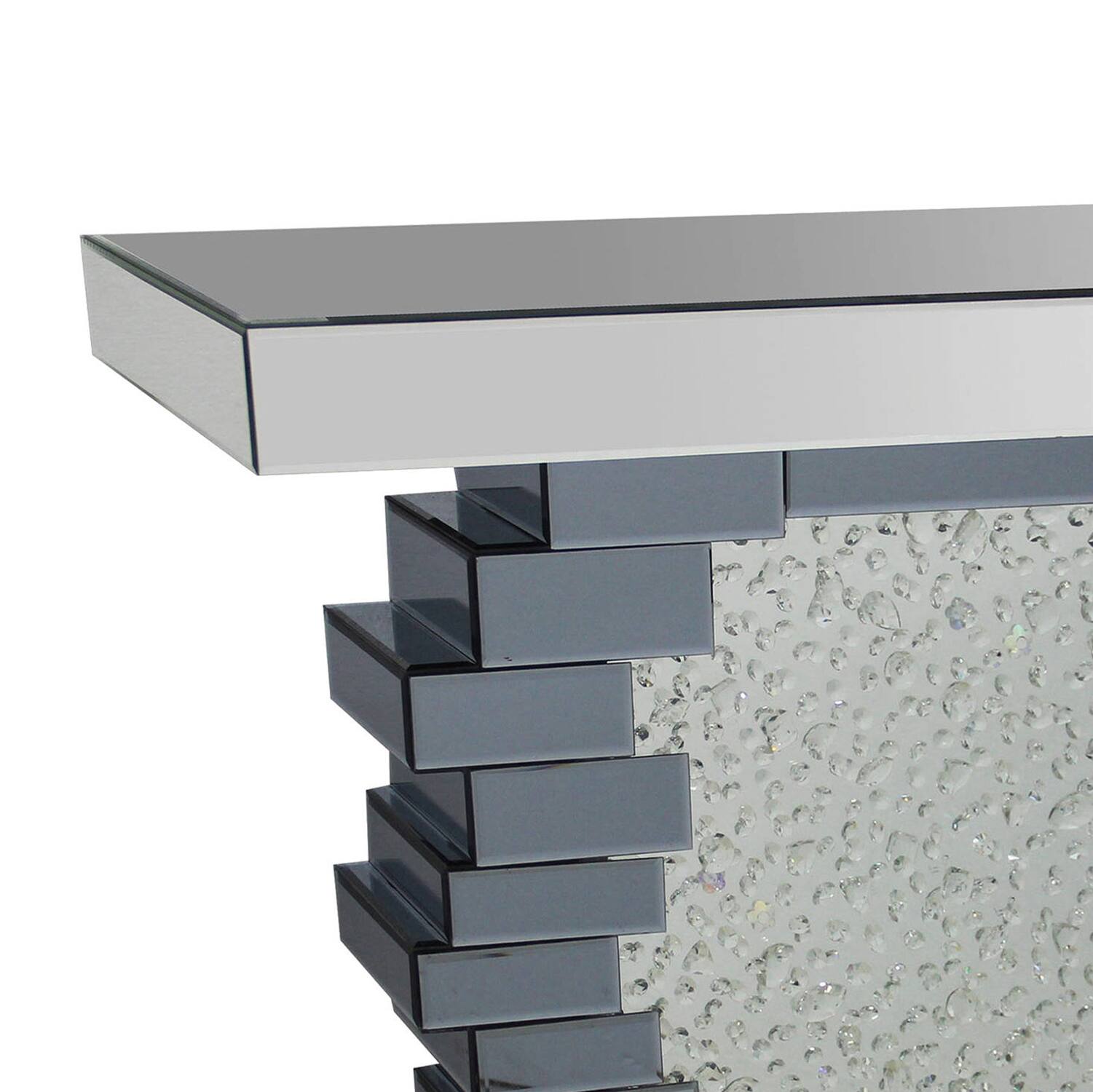 Alt View 1. Manhattan Lane - Wood and Mirror Console Table with Studded Faux Crystals, Black and Clear - Black and Clear.