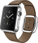 Angle Zoom. Apple Watch (first-generation) 38mm Stainless Steel Case - Brown Modern Buckle – Medium.