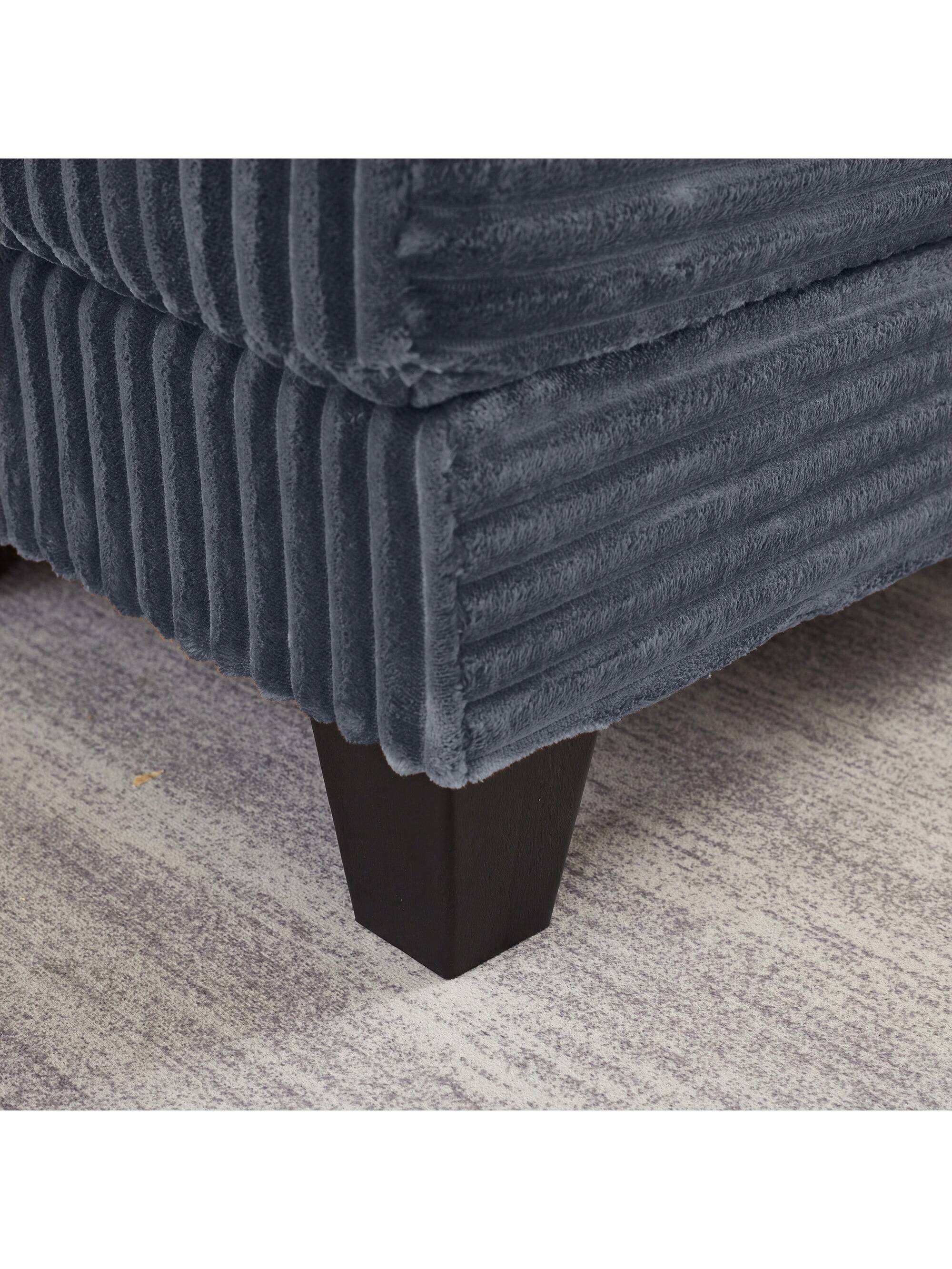 Alt View 1. Trinkets Crazed - Corduroy Chaise Lounge Sofa With Ottoman,Single Sofa Chair Bed With Storage Amrest,Cup Holder,180°Rotating Table Board - Dark Gray.