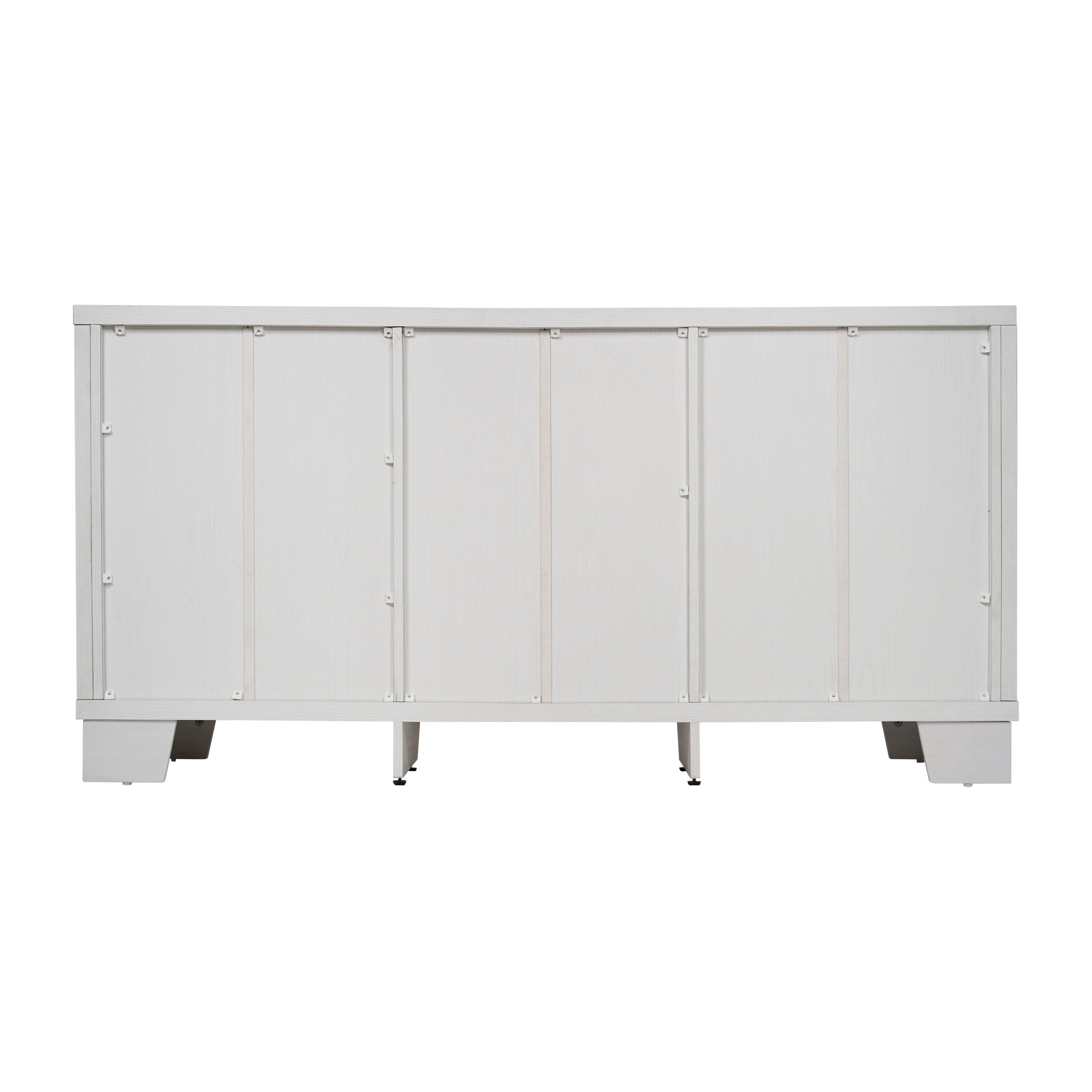 Back. Flash Furniture - Wells White 59 Inch Modern Kitchen and Dining Room Buffet Sideboard Storage Cabinet, Engineered Wood with 3 Tempered Gla - White.