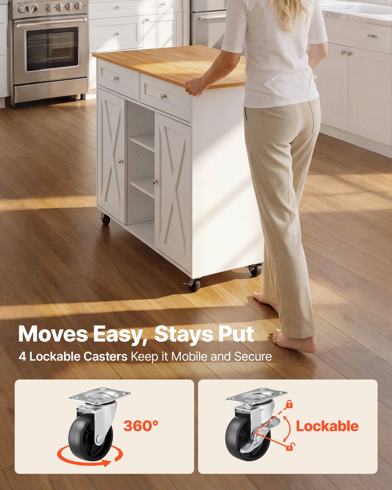 Moves Easy, Stays Put  
4 Lockable Casters Keep it Mobile and Secure  
360°  
Lockable