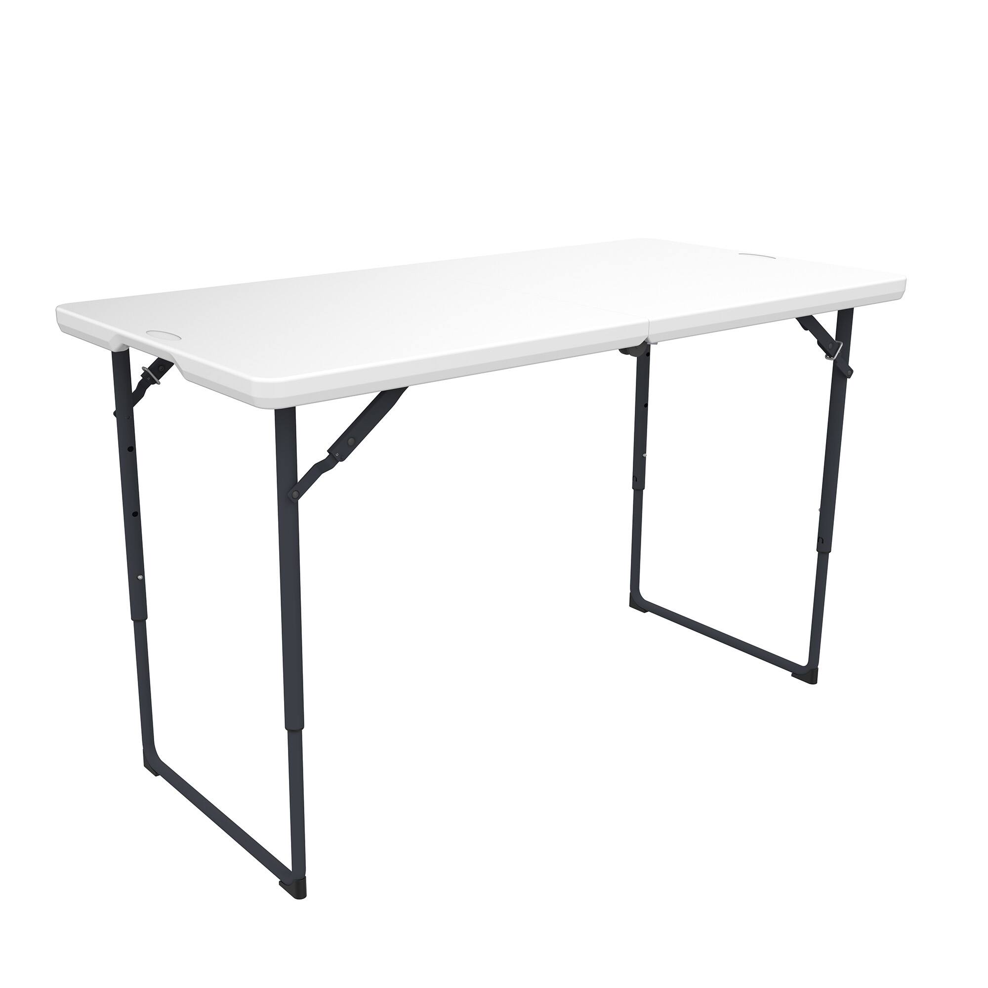 Alt View 6. Vipbear - Folding Table, Indoor Outdoor Foldable Plastic Folding Tables, Height Adjustable Portable Rectangular Utility Card Table - Black.