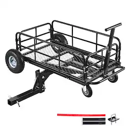 VEVOR - Hitch Mount Cargo Carrier on Wheels, 36.2" x 21.3" x 11.8", 2-in-1 Folding Rear Luggage Rack Basket & Cargo Cart - Black