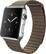 Angle. Apple - Apple Watch (first-generation) 42mm Stainless Steel Case - Brown Leather Loop Large Band.
