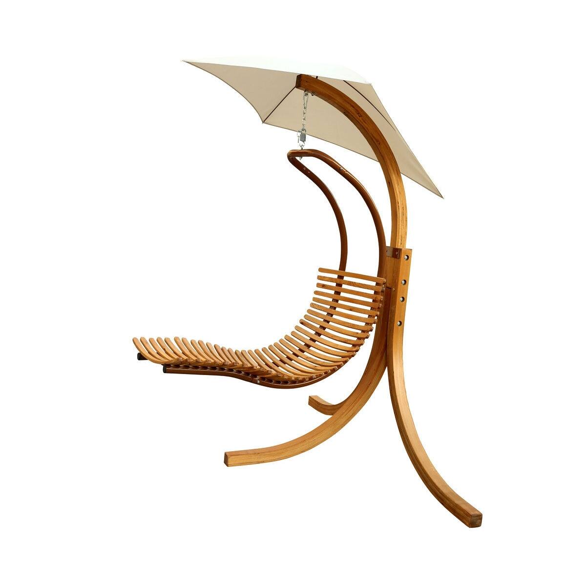 Left. Hivvago - Modern Porch Swing Lounger Chair with Umbrella and Cushion - Brown.