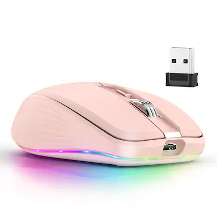 Front. SKRAN - Wireless 2.4G Bluetooth Dual-Mode Mouse - Minimalist, Easy-to-Use, Ergonomic for Office/Game/Study - Pink.