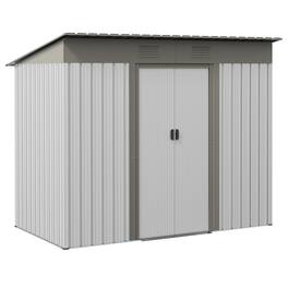 Outsunny - 7' x 4' Metal Lean to Garden Shed, Outdoor Storage Shed, Garden Tool House with Double Sliding Doors