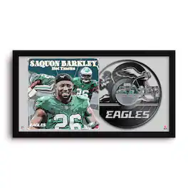 Sporticulture - Saquon Barkley Philadelphia Eagles 14" x 26" Framed Art Vinyl Album Print - Black