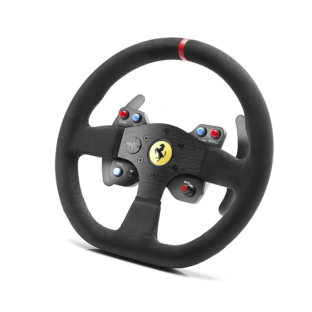 Left View: Thrustmaster Ferrari Alcantara Add On Wheel for Xbox, Playstation, and PC