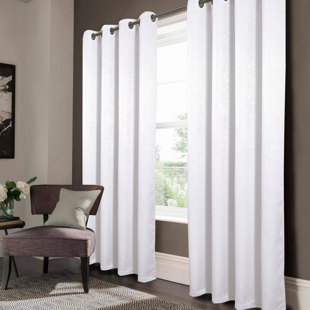 Front. Olivia Gray - Oliva Gray Nora Embossed Blackout Grommet Panel - 52x90" White - White.