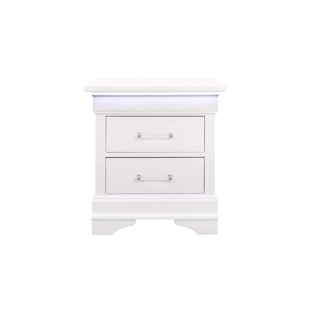 Global Furniture USA - Traditional Glam Charlie Nightstand With Led - White