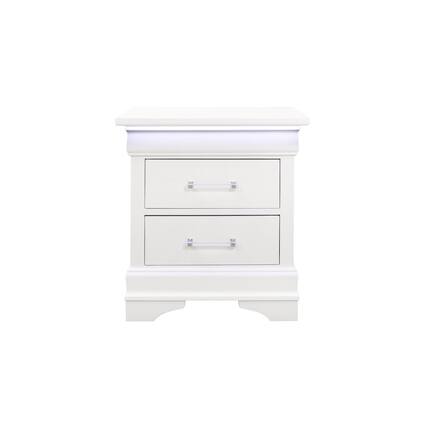 Front. Global Furniture USA - Traditional Glam Charlie White Nightstand With Led, White - White.