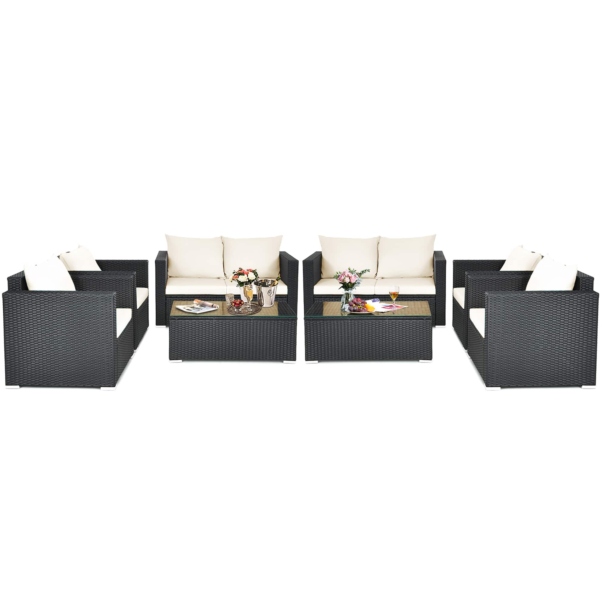 Costway - 8PCS Patio Rattan Furniture Set - Off white price history on PriceWatchPro