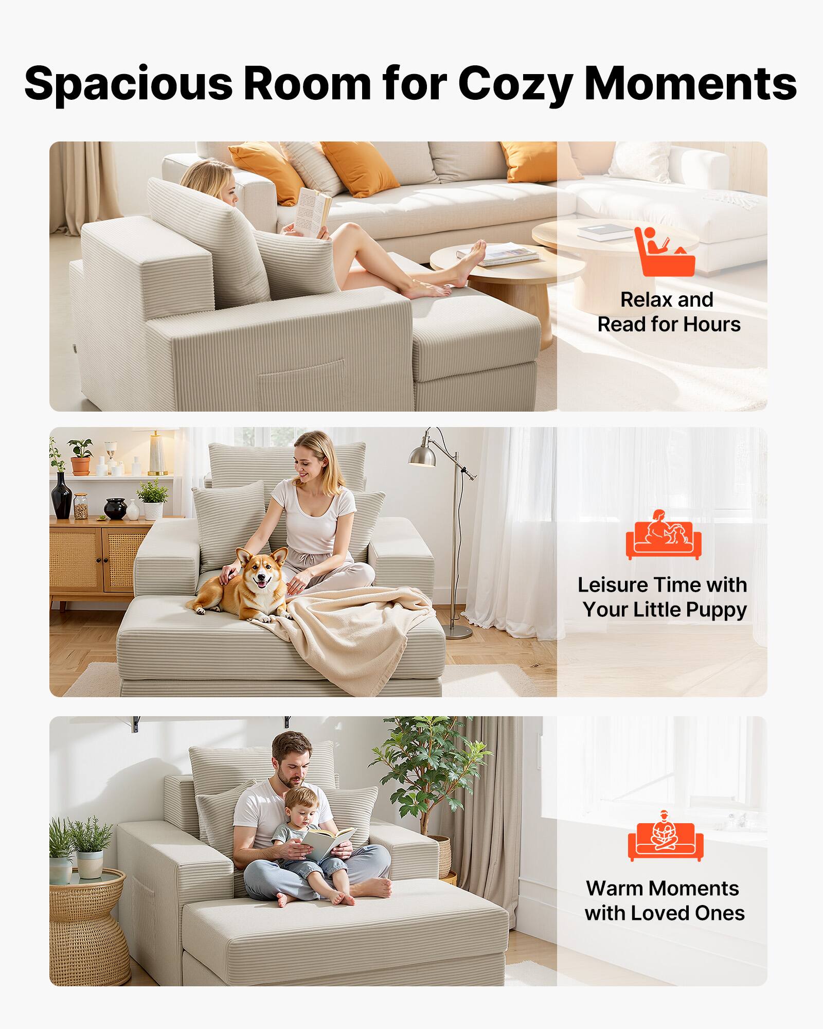 Spacious Room for Cozy Moments

- Relax and Read for Hours
- Leisure Time with Your Little Puppy
- Warm Moments with Loved Ones