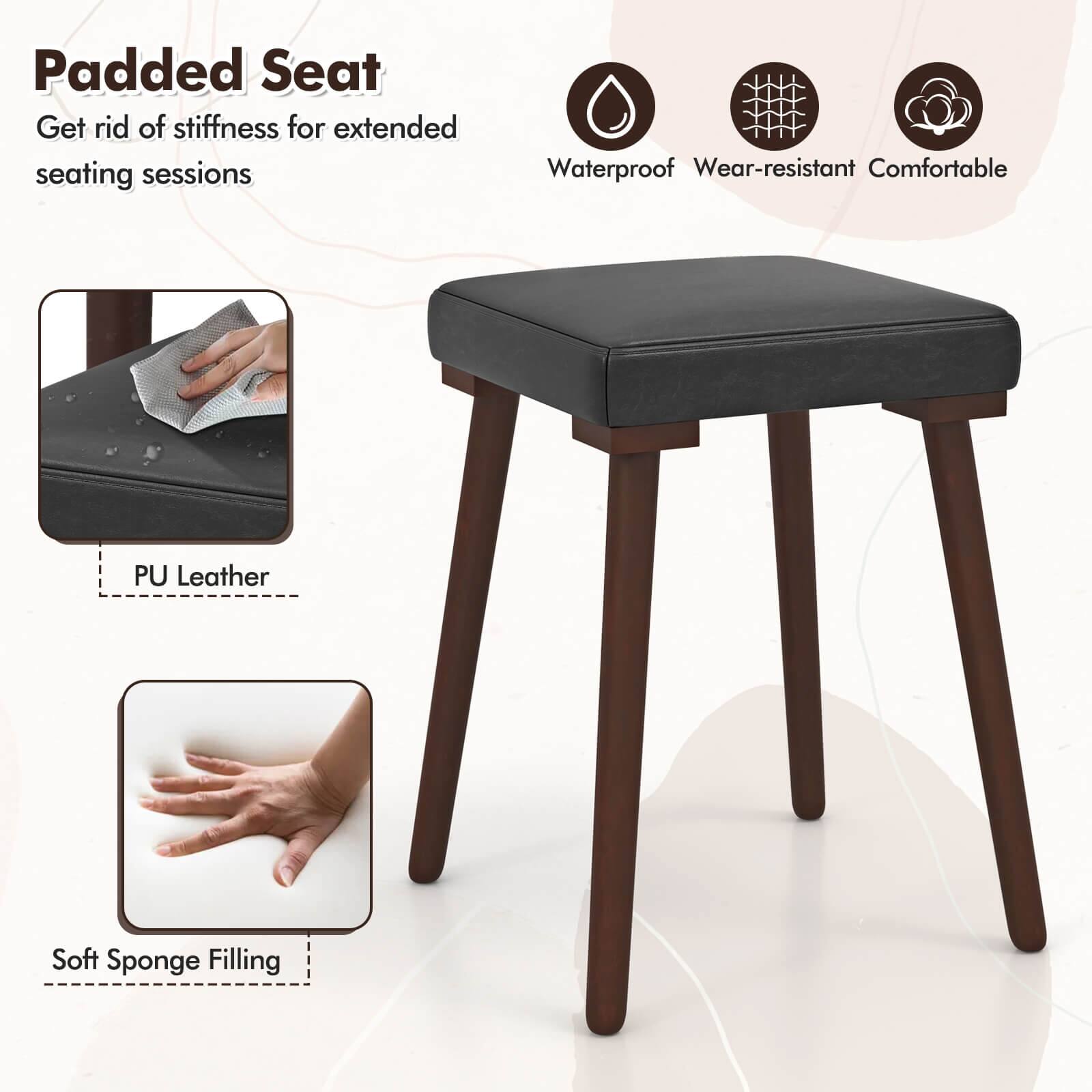 Padded Seat: Get rid of stiffness for extended seating sessions. Waterproof, wear-resistant, and comfortable PU leather. Soft sponge filling.