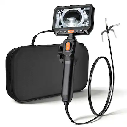 Front. VEVOR - 2-Way Articulating Endoscope with Light, 1080P HD Industrial Borescope Inspection Camera with 0.15-inch Ultra Slim - Black.