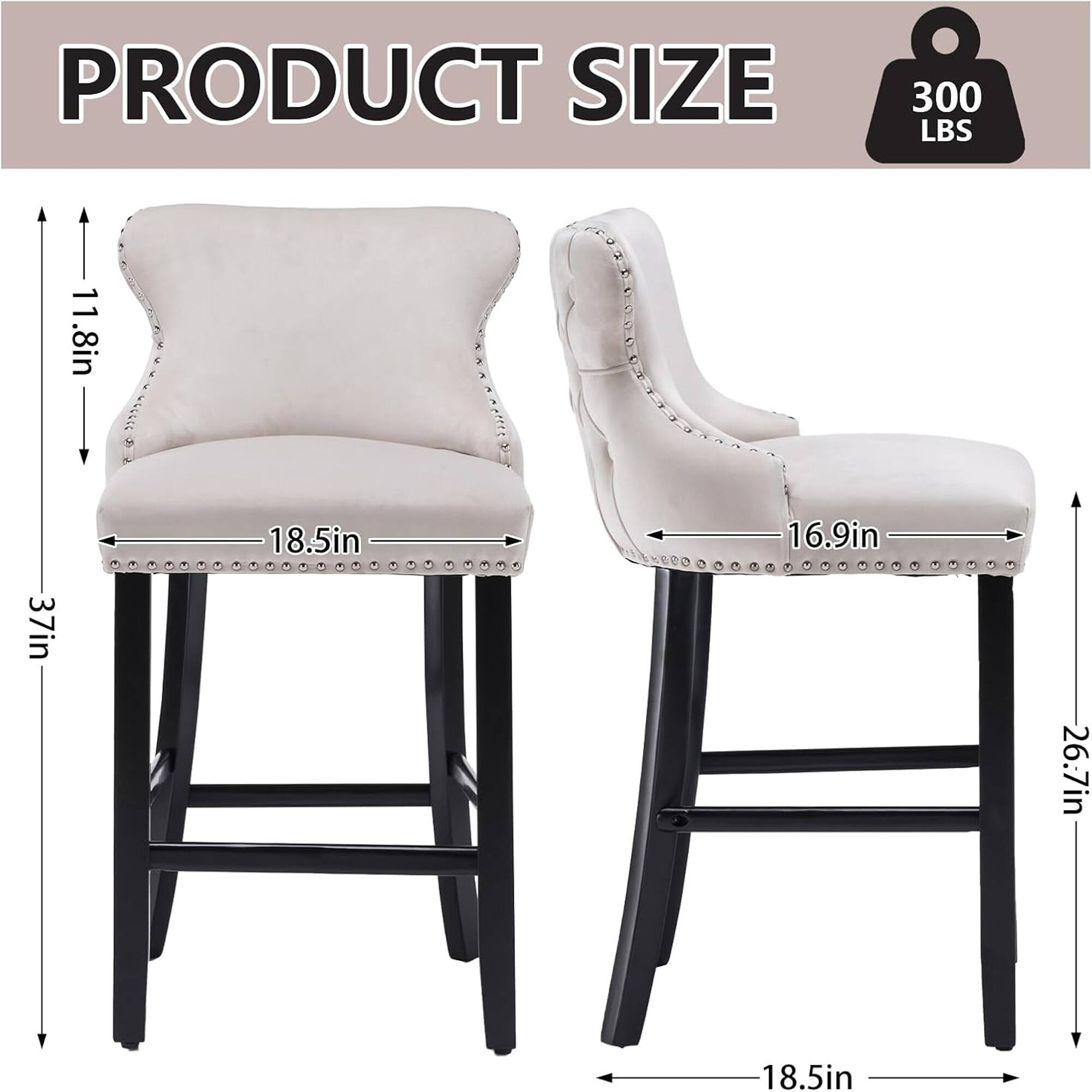 PRODUCT SIZE  
300 LBS  

11.8in  
37in  
18.5in  
16.9in  
26.7in  
18.5in