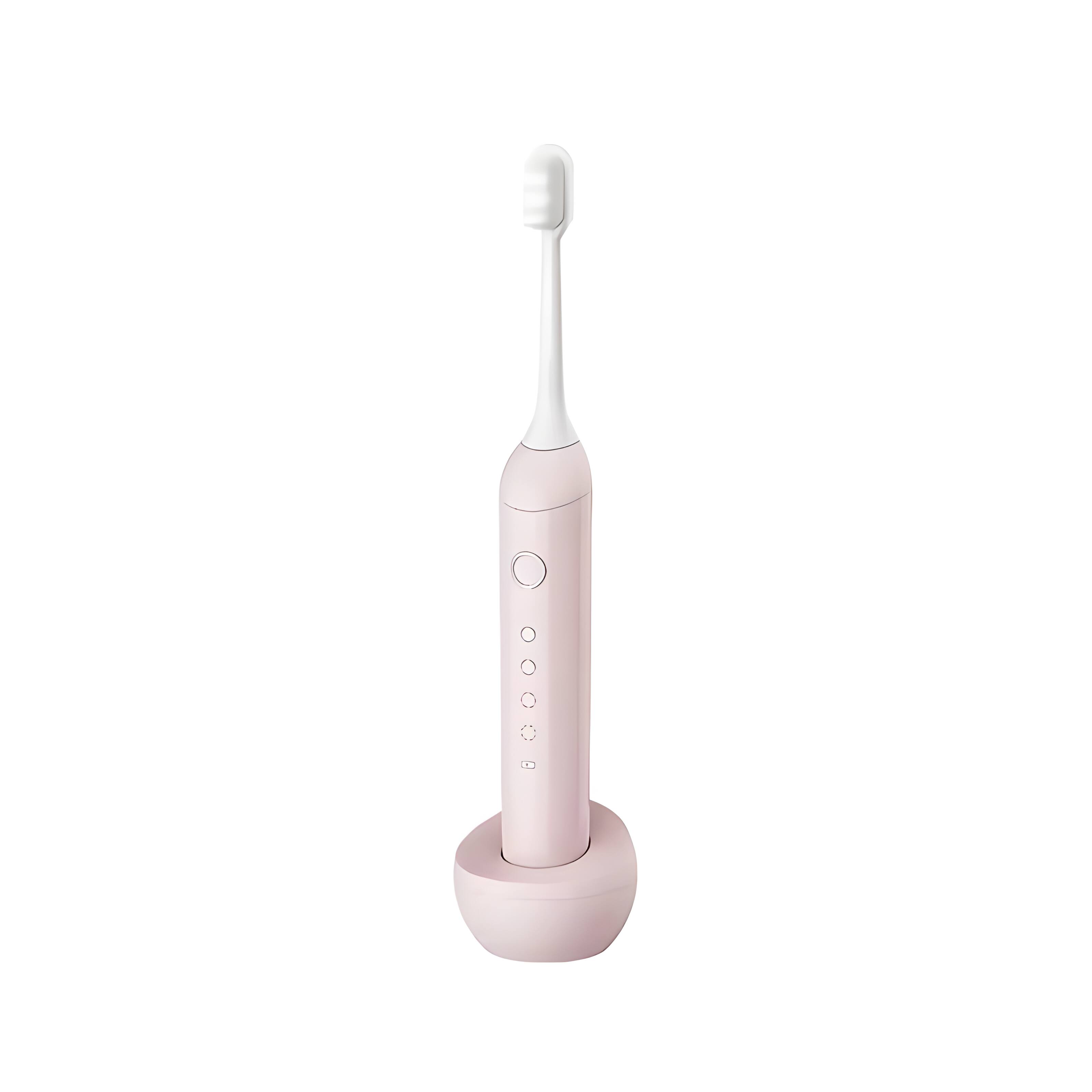 Front. Cluzine - Pink Sonic Electric Toothbrush, 31000 VPM, 4 Modes, IPX7, Ultra-Soft Bristles for Sensitive Gums.
