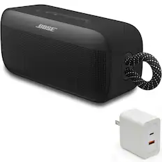 Front. Bose - Bose SoundLink Plus Portable Bluetooth Speaker Bundle with Fast Charger, Wireless (Black) - Black.