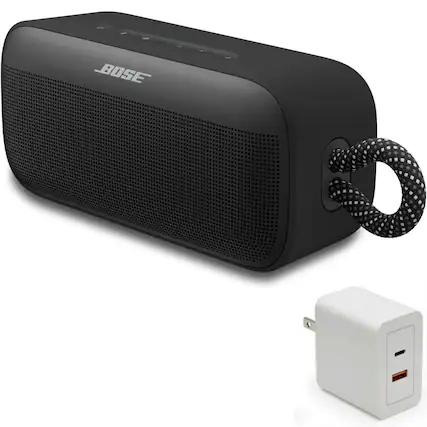 Front. Bose - Bose SoundLink Plus Portable Bluetooth Speaker Bundle with Fast Charger, Wireless (Black) - Black.